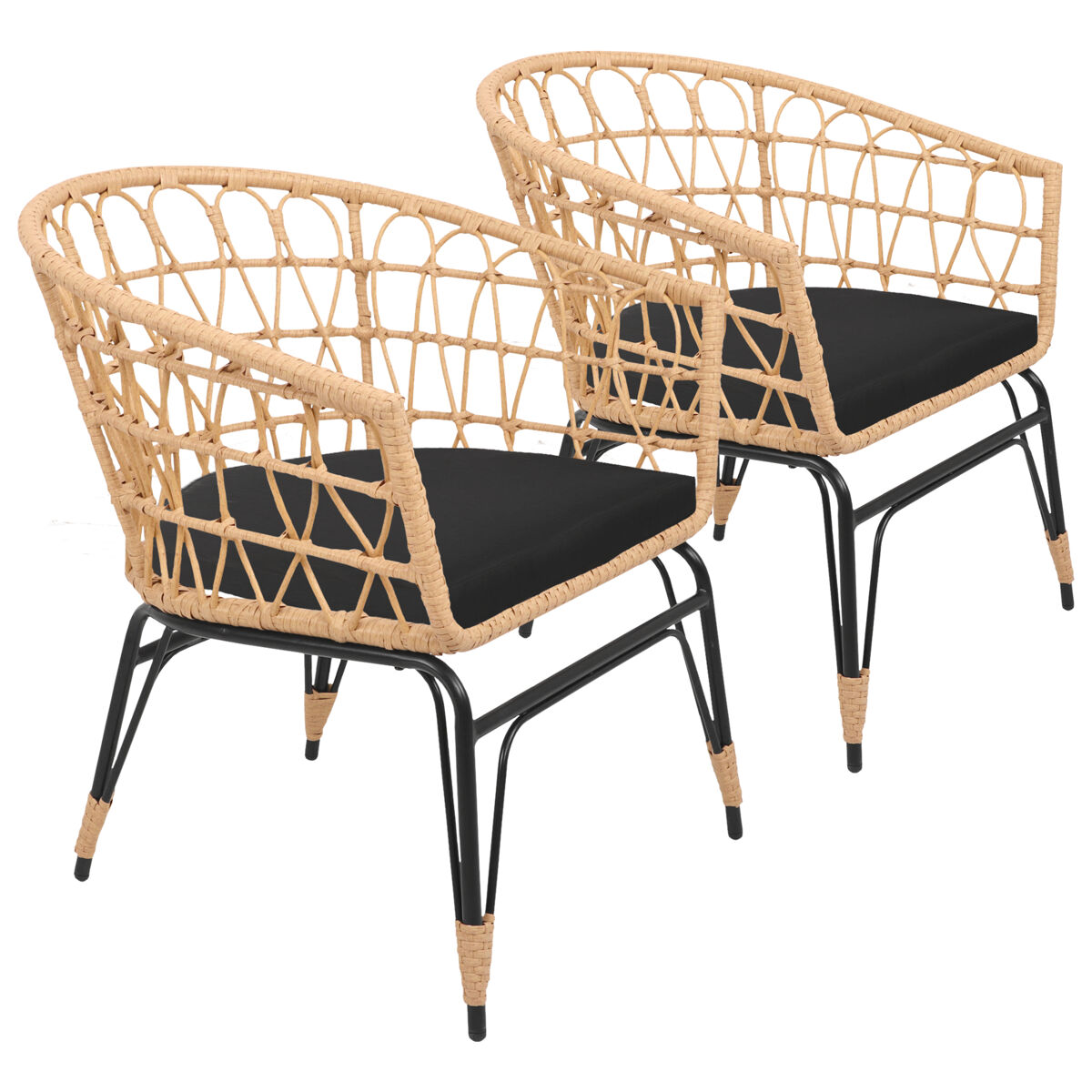 Conjunto de 2 cadeirões de rotim sintético com almofadas aiko