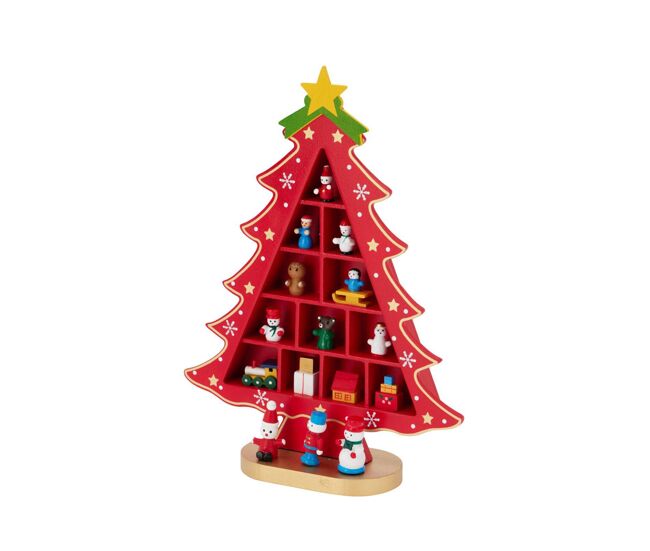 Estatueta de árvore de natal well home em mdf com decoração