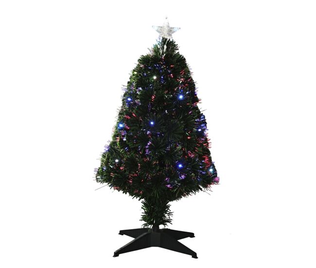 árvore de natal de fibra óptica com 20 luzes de led e estrela