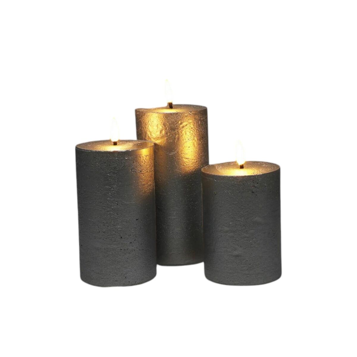 Conjunto de 3 velas led de superfície rústica well home