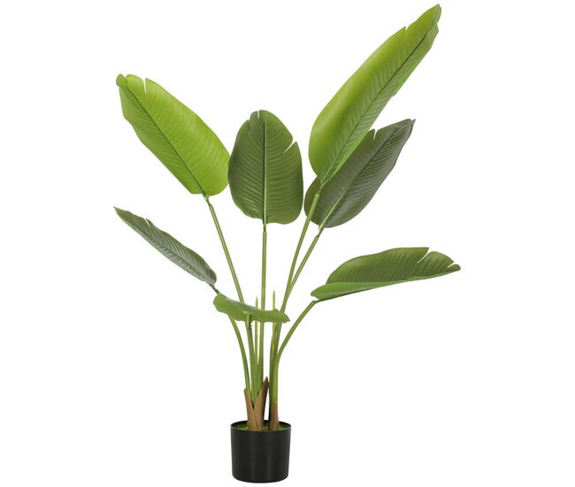 Homcom planta artificial decorativa 109 cm bananeira artificial com vaso e folhas para interior casa sala de estar escritório verde