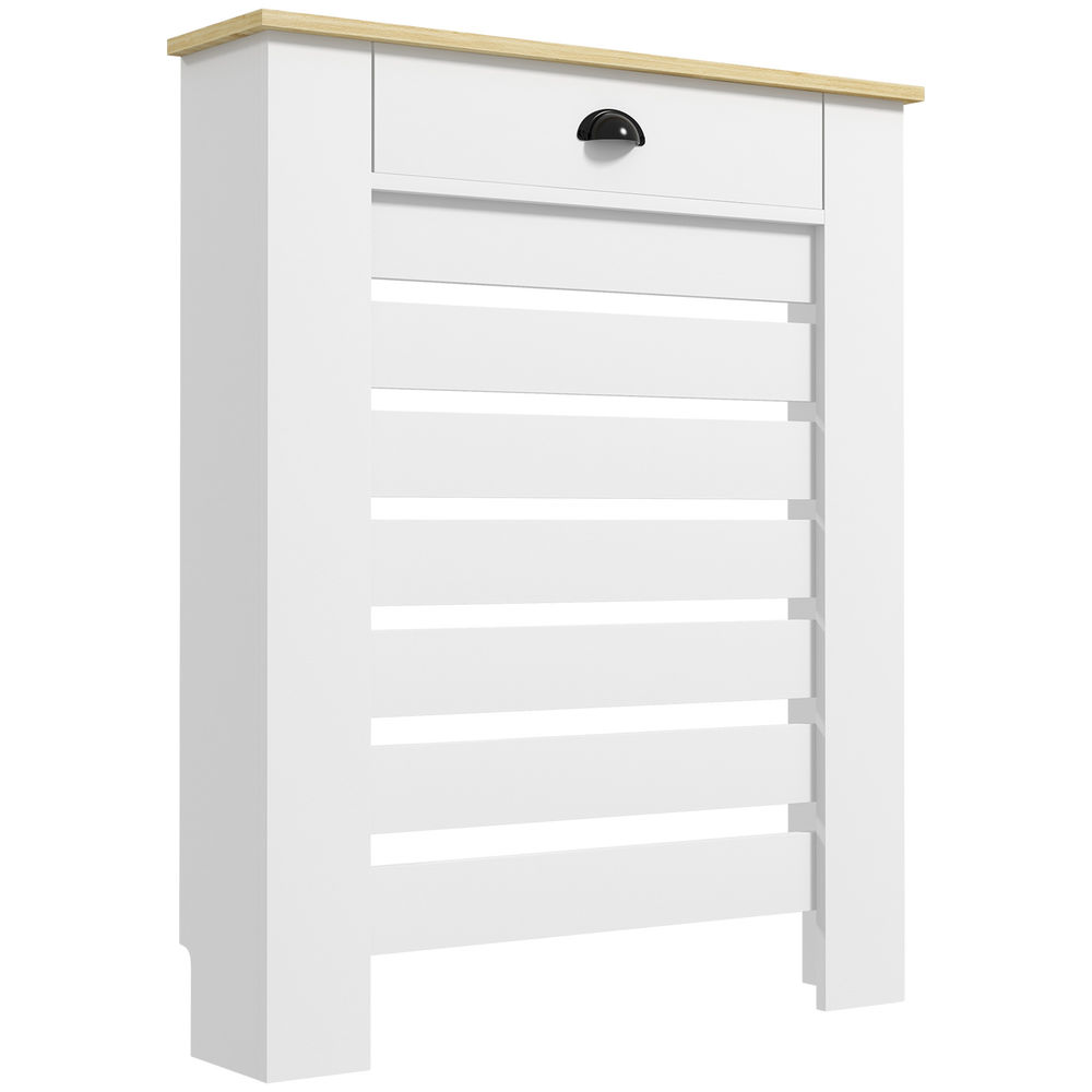Homcom cobertura para radiador com gaveta cobertura para radiador de mdf para sala de estar dormitório corredor 78x19x95,5 cm blanc