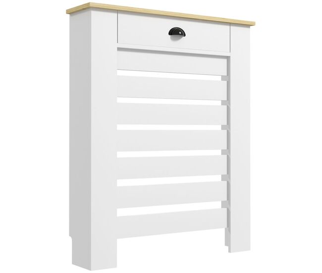 Homcom cobertura para radiador com gaveta cobertura para radiador de mdf para sala de estar dormitório corredor 78x19x95,5 cm blanc