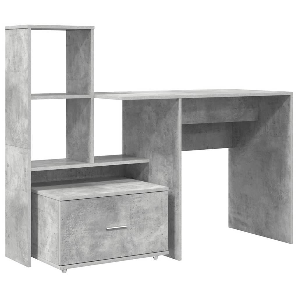 Secretária escrivaninha de computador - cinzento cimento 131.5 x 50 x 106.5 cm madeira processada