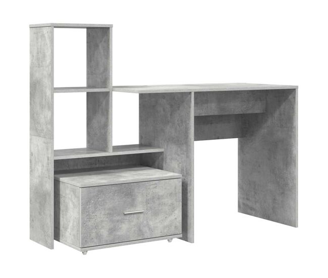Secretária escrivaninha de computador - cinzento cimento 131.5 x 50 x 106.5 cm madeira processada