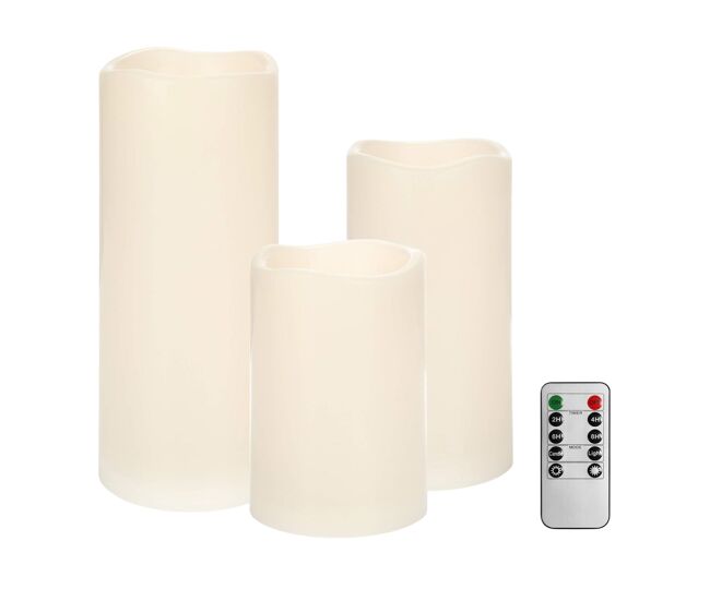 Conjunto de 3 velas cintilantes de tamanhos diferentes, controle remoto