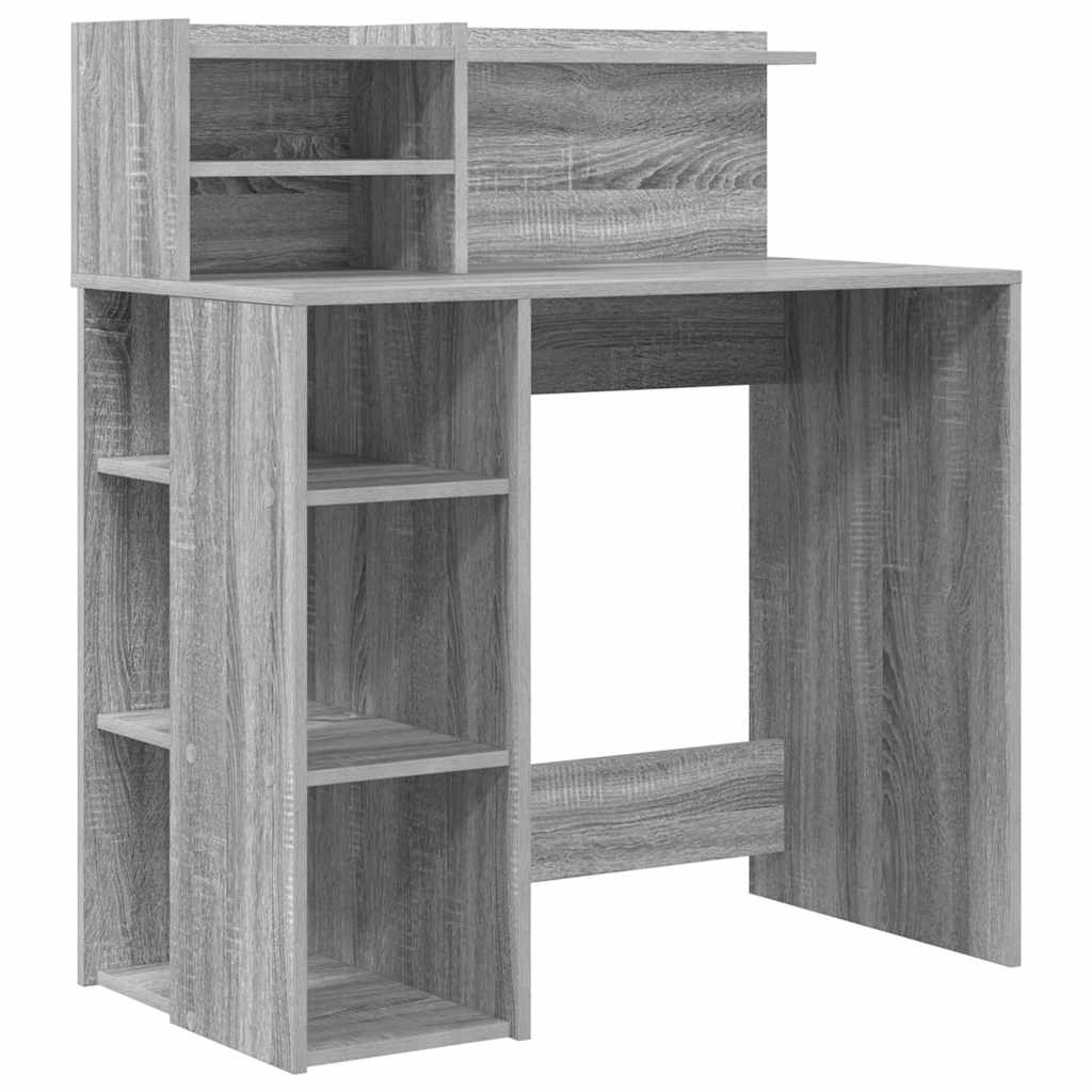 Secretária escrivaninha de computador - com armazenamento sonoma cinzento 90 x 48 x 101,5 cm