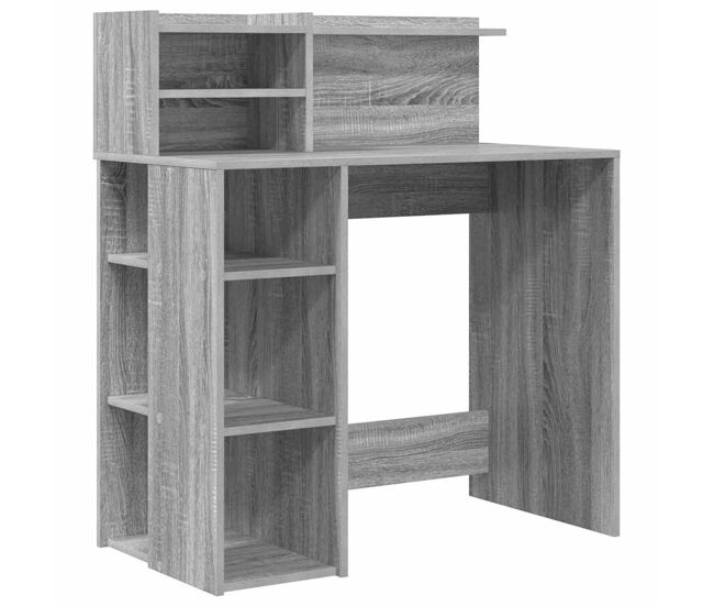 Secretária escrivaninha de computador - com armazenamento sonoma cinzento 90 x 48 x 101,5 cm