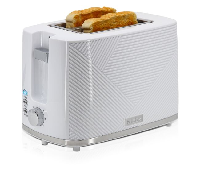 Briebe ta1169wht elegance torradeira ranhura larga 2 fatias, 7 níveis de tostagem, grelha de aquecimento, descongelação, 870, blanc