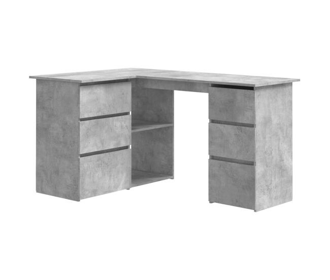 Secretária de canto - mesa de computador derivados de madeira cinzento cimento