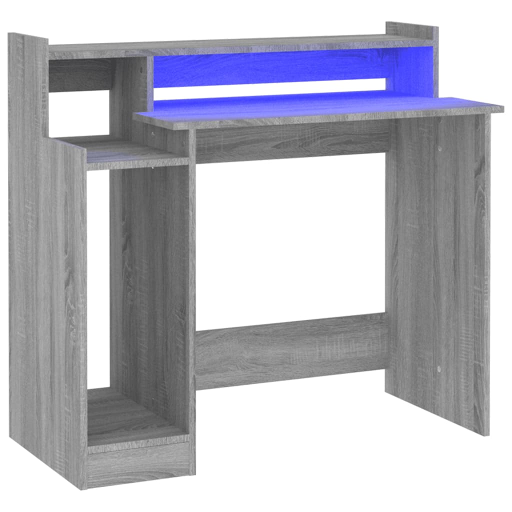 Secretária - escrivaninha de computador com luzes led 97x45x90 cm madeira processada sonoma