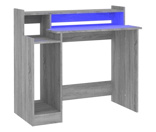 Secretária - escrivaninha de computador com luzes led 97x45x90 cm madeira processada sonoma