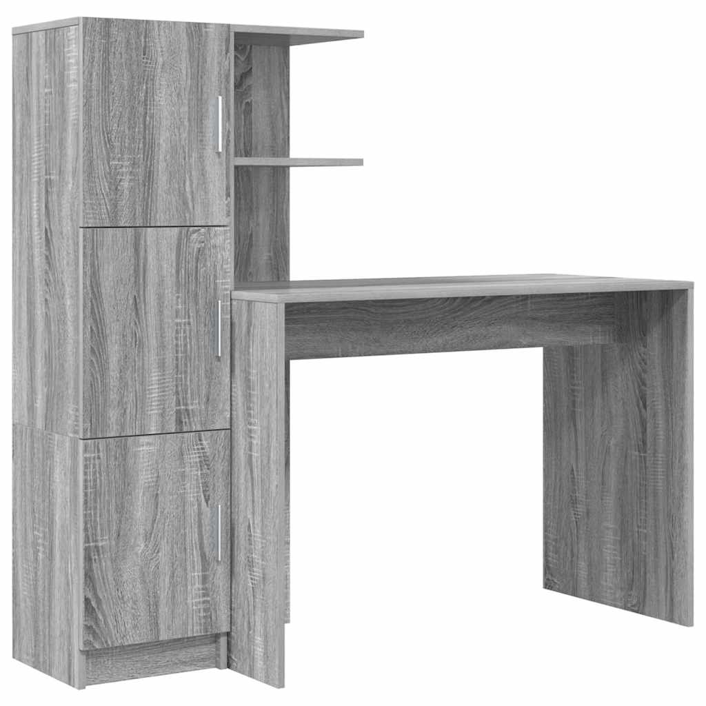 Secretária escrivaninha de computador - com armazenamento 2 pcs sonoma cinzento 102 x 50 x 124 cm