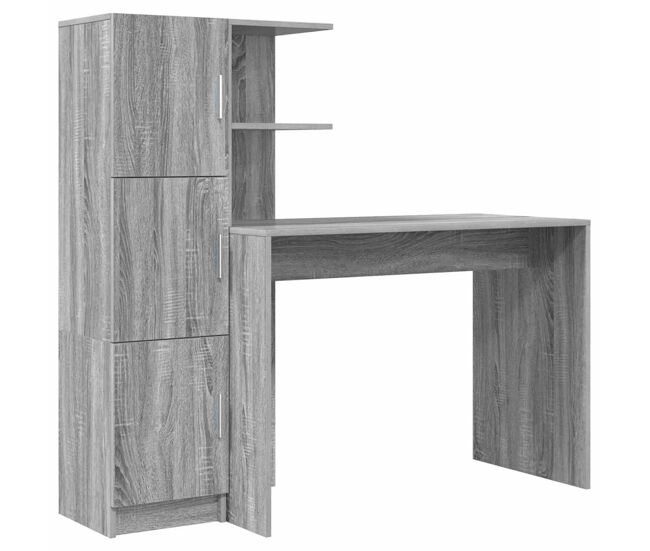 Secretária escrivaninha de computador - com armazenamento 2 pcs sonoma cinzento 102 x 50 x 124 cm