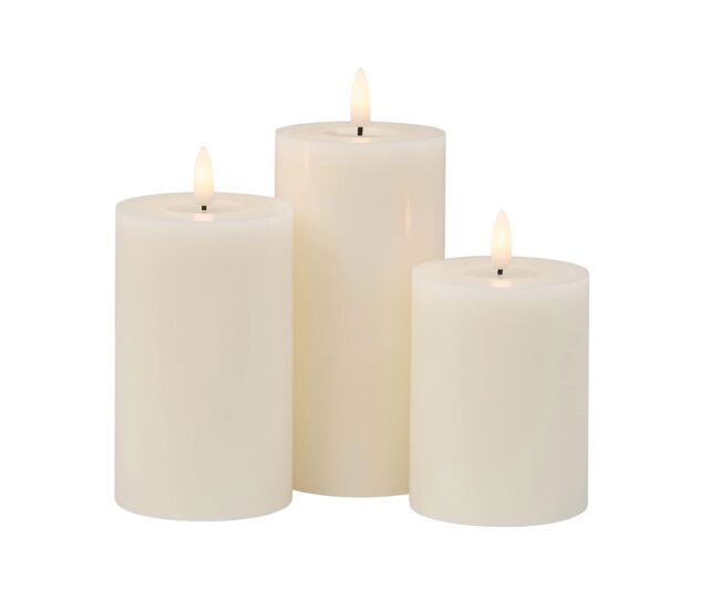 Conjunto de 3 velas de cera led com função temporizador