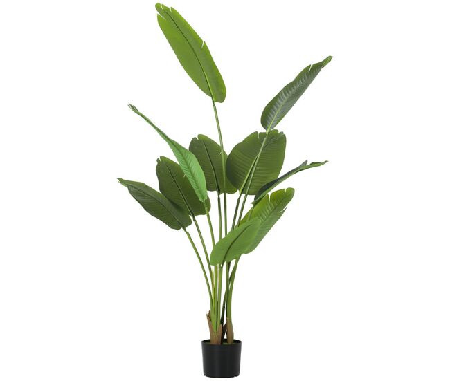 Homcom planta artificial decorativa 160 cm bananeira artificial com vaso e folhas para interior casa sala de estar escritório verde