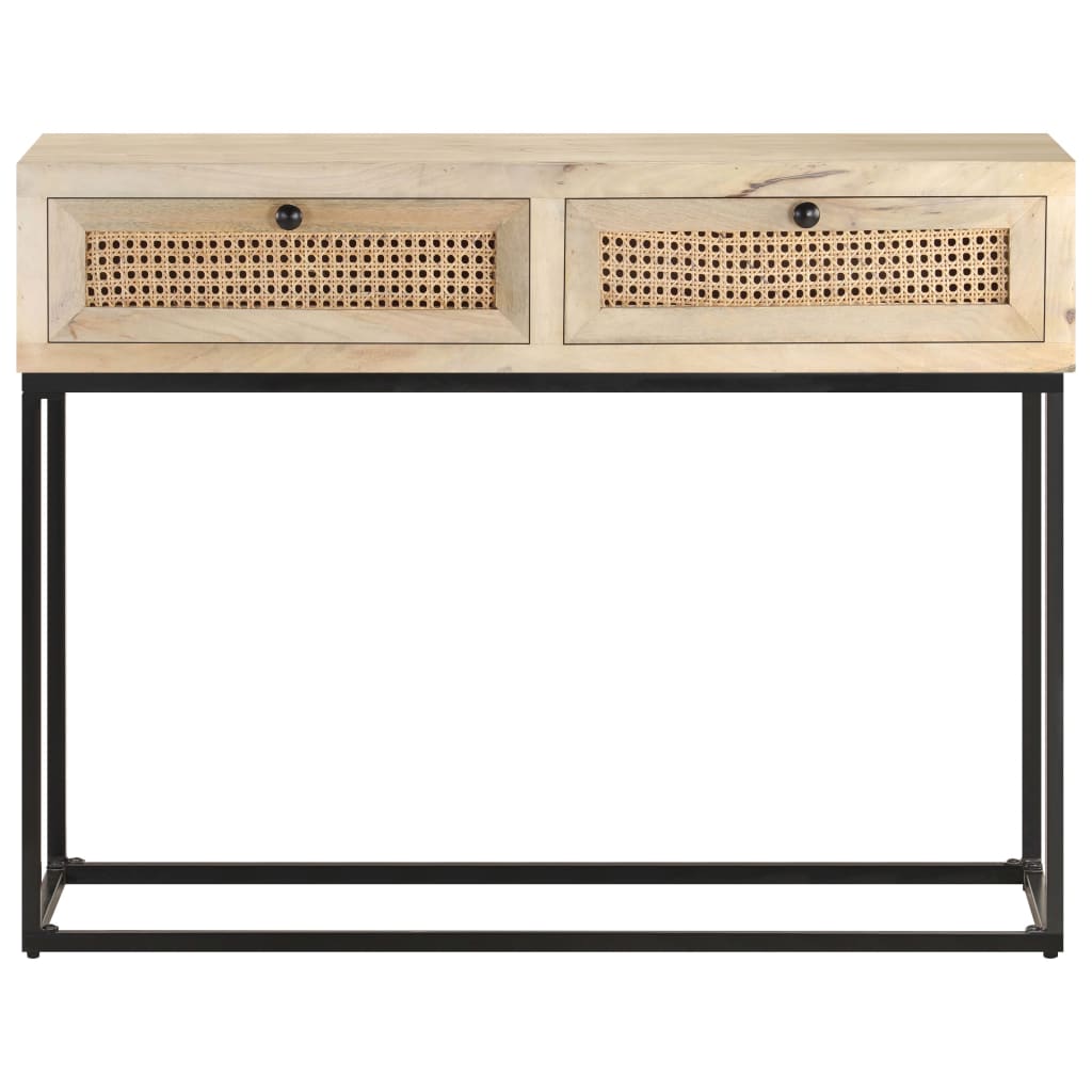 Mesa consola - mesa de entrada 100x35x76 cm mangueira maciça e palha natural