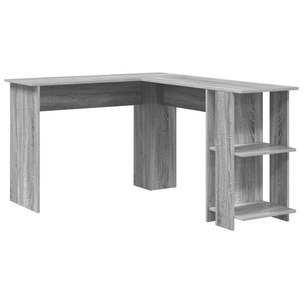Mesa de canto - secretária com armazenamento com prateleira cinza sonoma