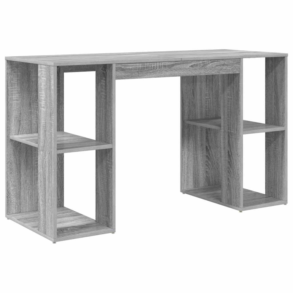 Secretária escrivaninha de computador - com armazenamento cinza sonoma 130 x 50,5 x 75 cm