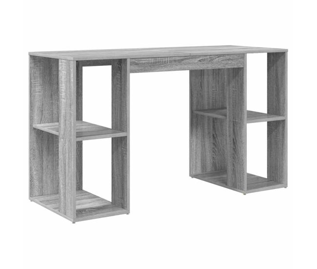 Secretária escrivaninha de computador - com armazenamento cinza sonoma 130 x 50,5 x 75 cm