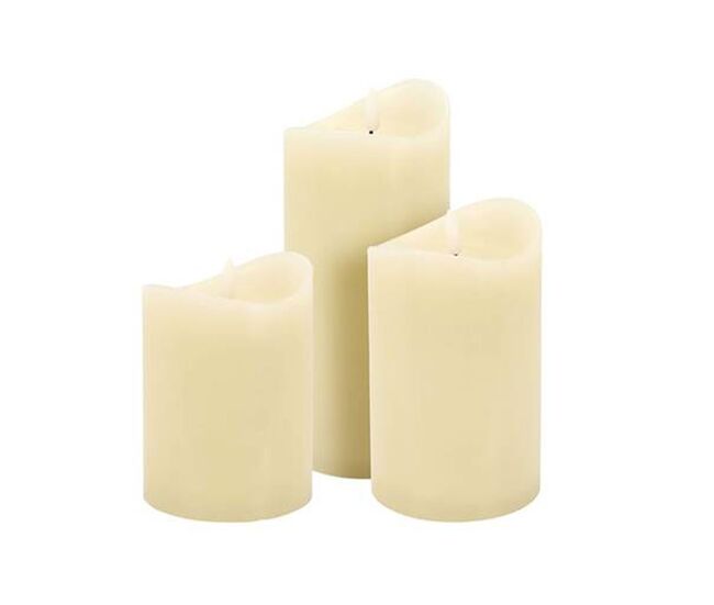 Conjunto de 3 velas led com efeito gelatina e vários tamanhos