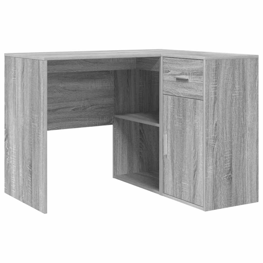 2pcs secretária de canto - mesa de computador sonoma cinzento 102 x 50 x 75 cm