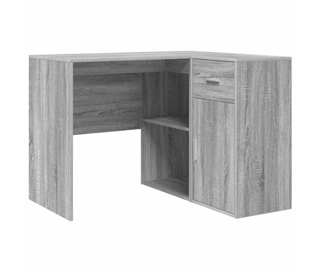 2pcs secretária de canto - mesa de computador sonoma cinzento 102 x 50 x 75 cm