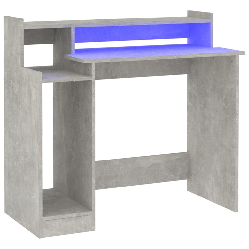 Secretária - escrivaninha de computador c/ led 97x45x90cm derivados madeira cinzento cimento