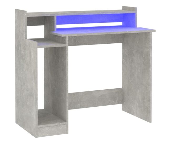 Secretária - escrivaninha de computador c/ led 97x45x90cm derivados madeira cinzento cimento