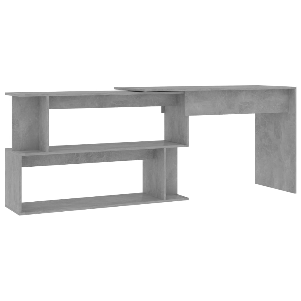 Secretária de canto - mesa de computador derivados de madeira cinzento cimento