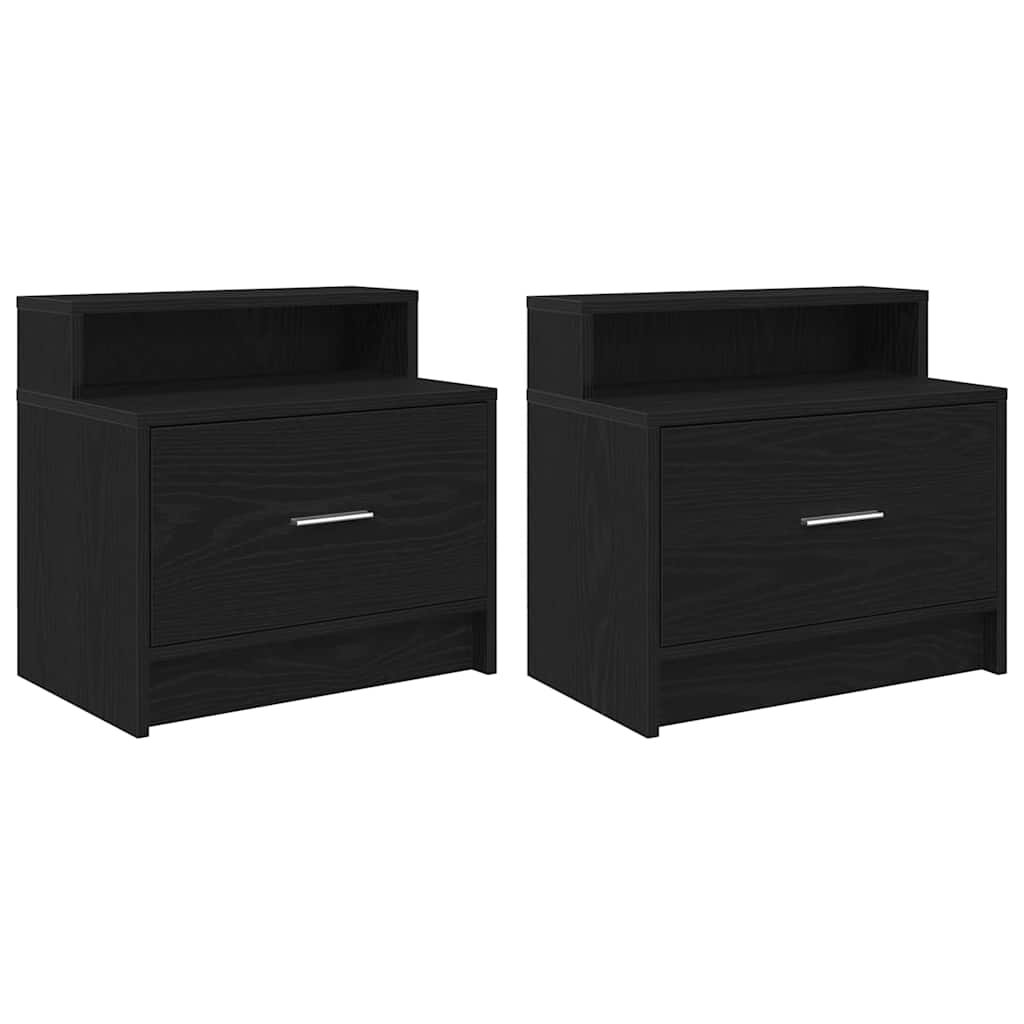 Lote de 2 mesa de cabeceira - mesinha de cabeceira com gaveta 51x31x47 cm carvalho preto