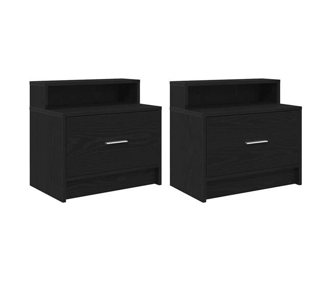 Lote de 2 mesa de cabeceira - mesinha de cabeceira com gaveta 51x31x47 cm carvalho preto