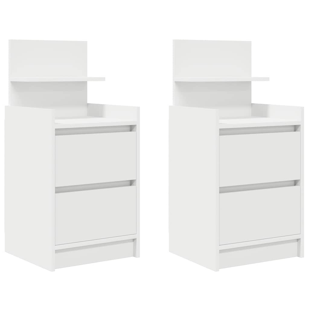 Lote de 2 mesa de cabeceira - mesinha de cabeceira com 2 gavetas 38x34x80 cm branco