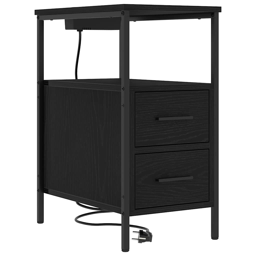 Mesa de cabeceira - mesinha de cabeceira com gaveta carvalho preto 30 x 48 x 61 cm