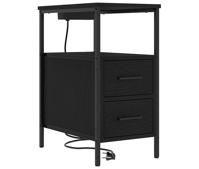 Mesa de cabeceira - mesinha de cabeceira com gaveta carvalho preto 30 x 48 x 61 cm