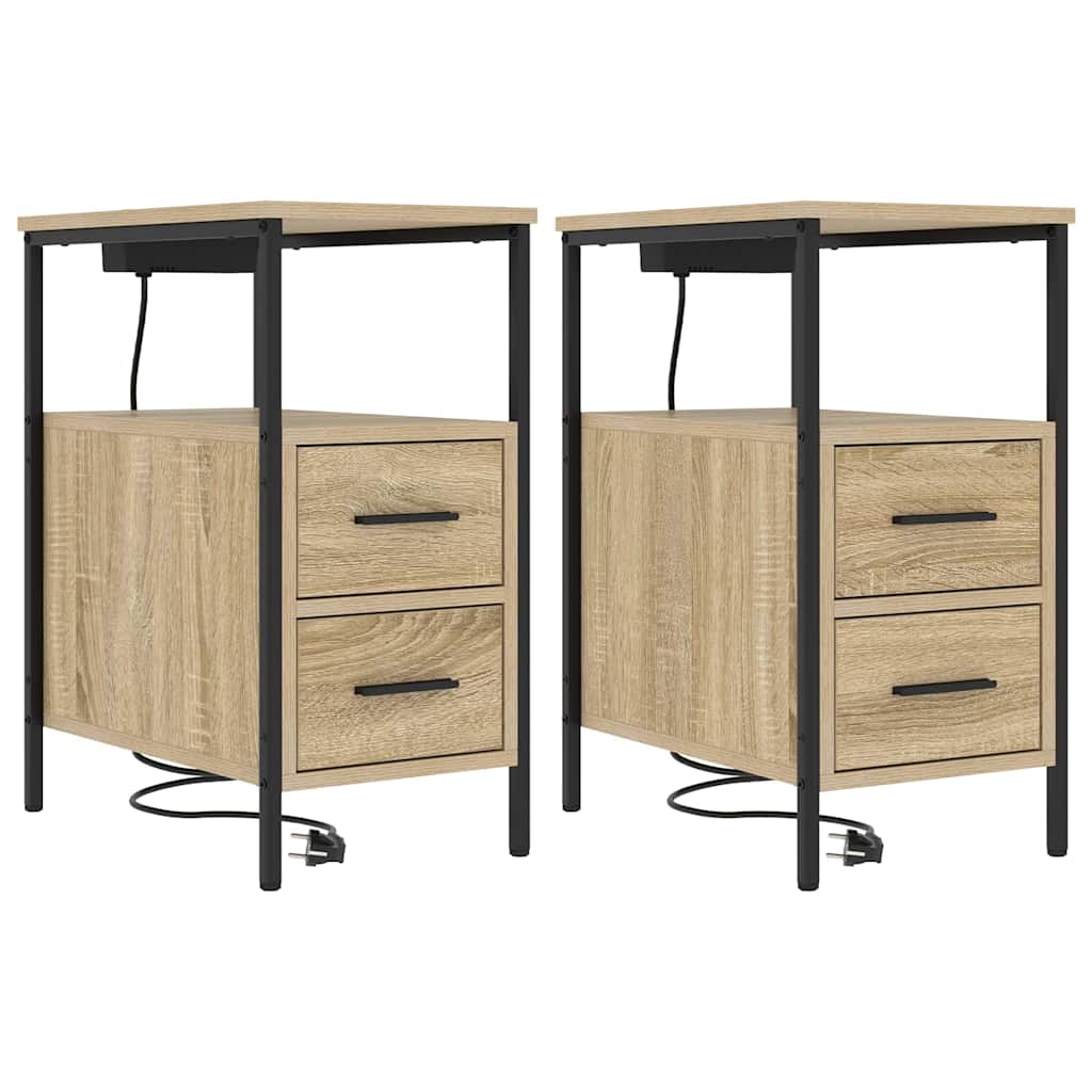 Lote de 2 mesa de cabeceira mesinha de cabeceira - carvalho sonoma 30 x 48 x 61 cm