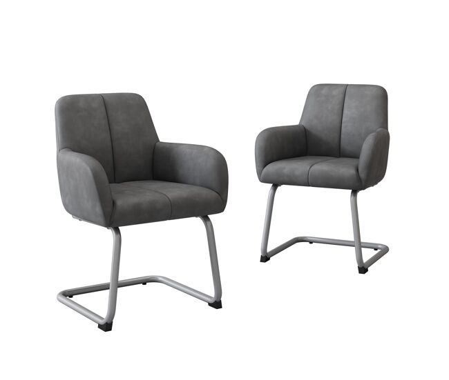 Cadeira de jantar 2 unidades - cadeira moderna, minimalista, com pernas de aço curvas - cinza