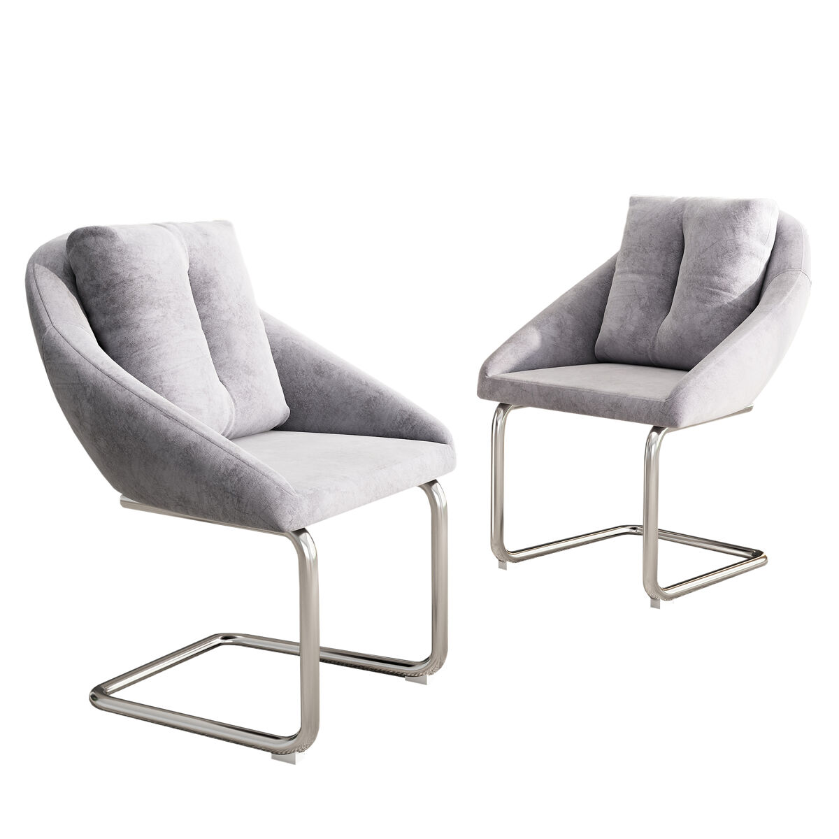 Cadeira de jantar em veludo + 2 peças - cadeira giratória luxuosa com almofada - cinza