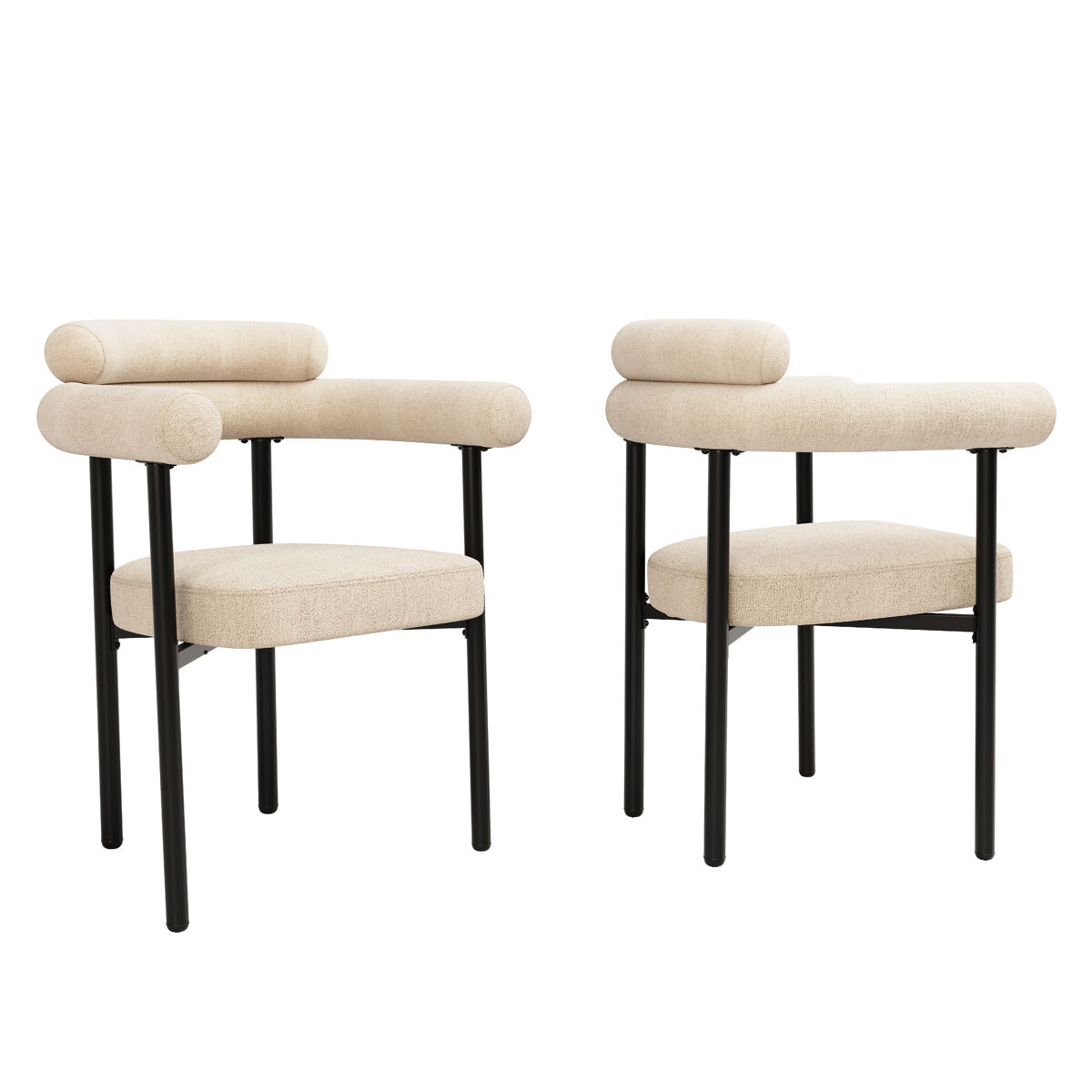 Cadeira de sala de jantar 2 st - cadeira de sala de jantar moderna e simples, assento em couro artificial creme - bege