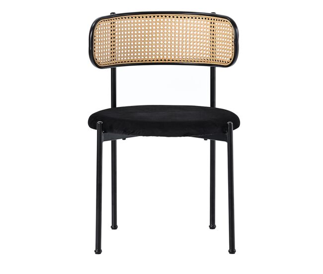 Cadeira de sala de jantar 6 unidades - moderna, simples, com quatro pernas de metal, cadeira de rattan, para sala de estar e quarto - preto