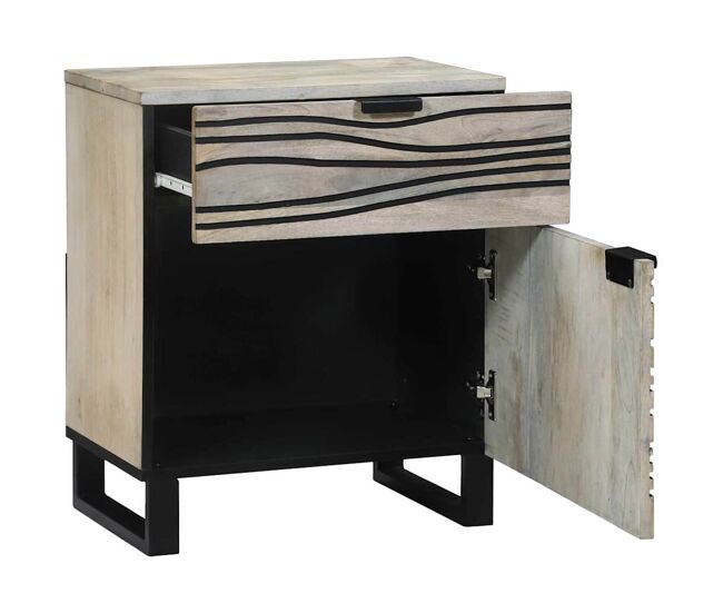 Mesa de cabeceira - mesinha de cabeceira com gaveta branco e preto 50 x 33 x 60 cm