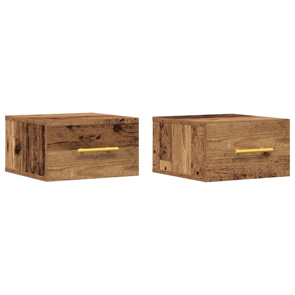 Lote de 2 mesa de cabeceira mesinha de cabeceira - madeira antiga 35 x 35 x 20 cm