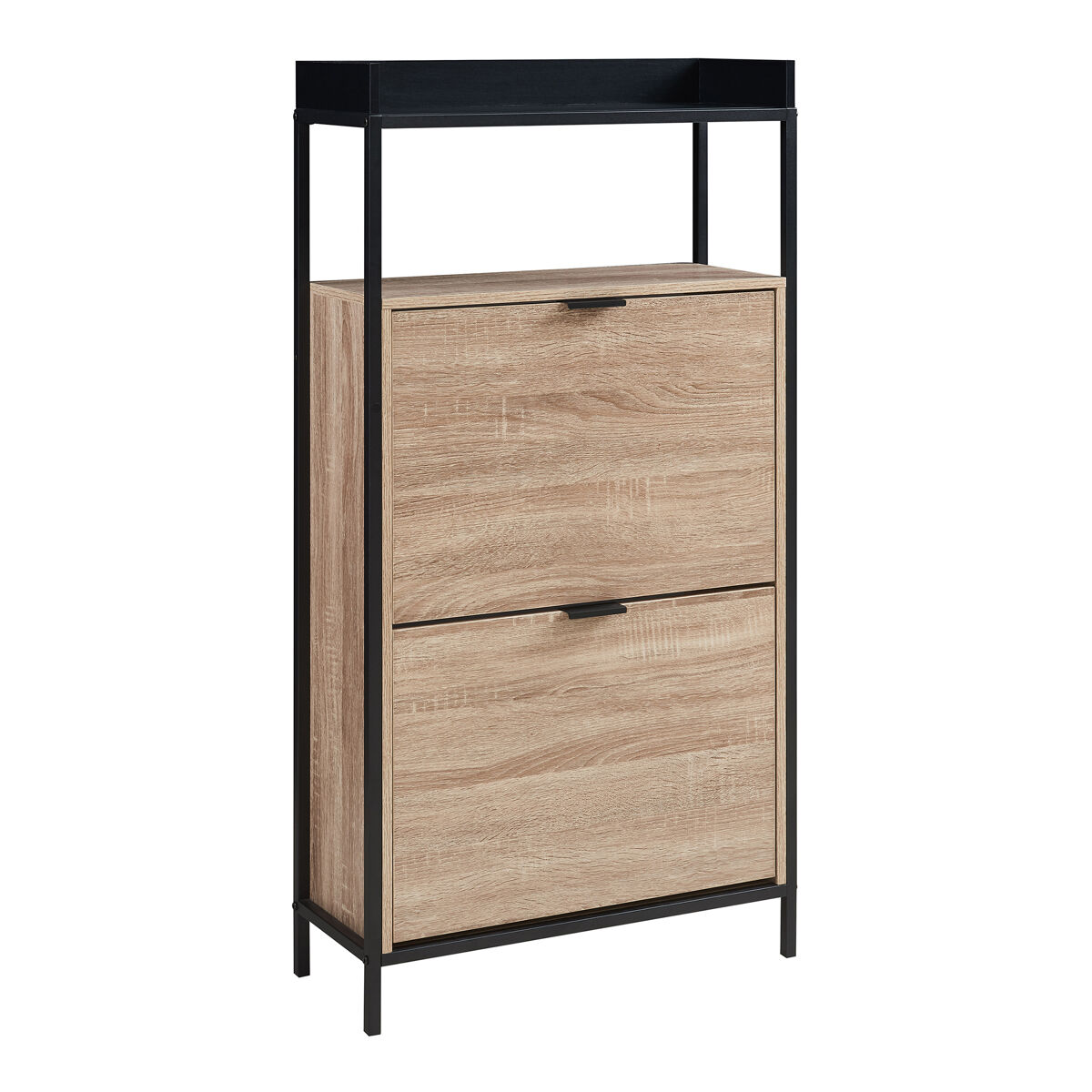 Sapateira belana com 2 abas para 8-12 pares 116x60x24 cm preto/carvalho [en.casa]