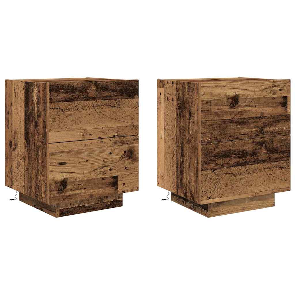 Lote de 2 mesa de cabeceira - mesinha de cabeceira com gaveta madeira antiga 45 x 40 x 55 cm