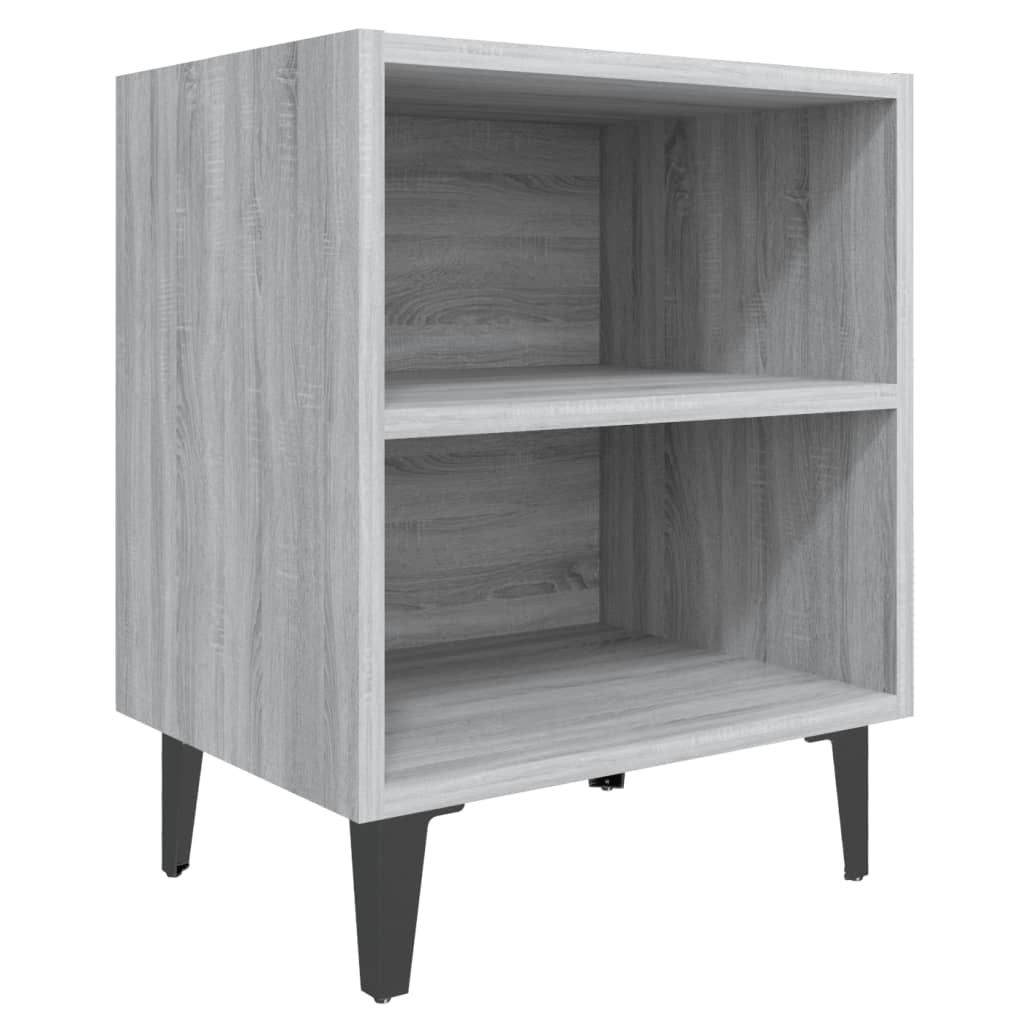 Mesa de cabeceira - mesinha de cabeceira c/ pernas em metal 40x30x50 cm sonoma cinza
