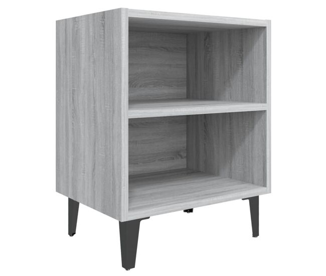 Mesa de cabeceira - mesinha de cabeceira c/ pernas em metal 40x30x50 cm sonoma cinza