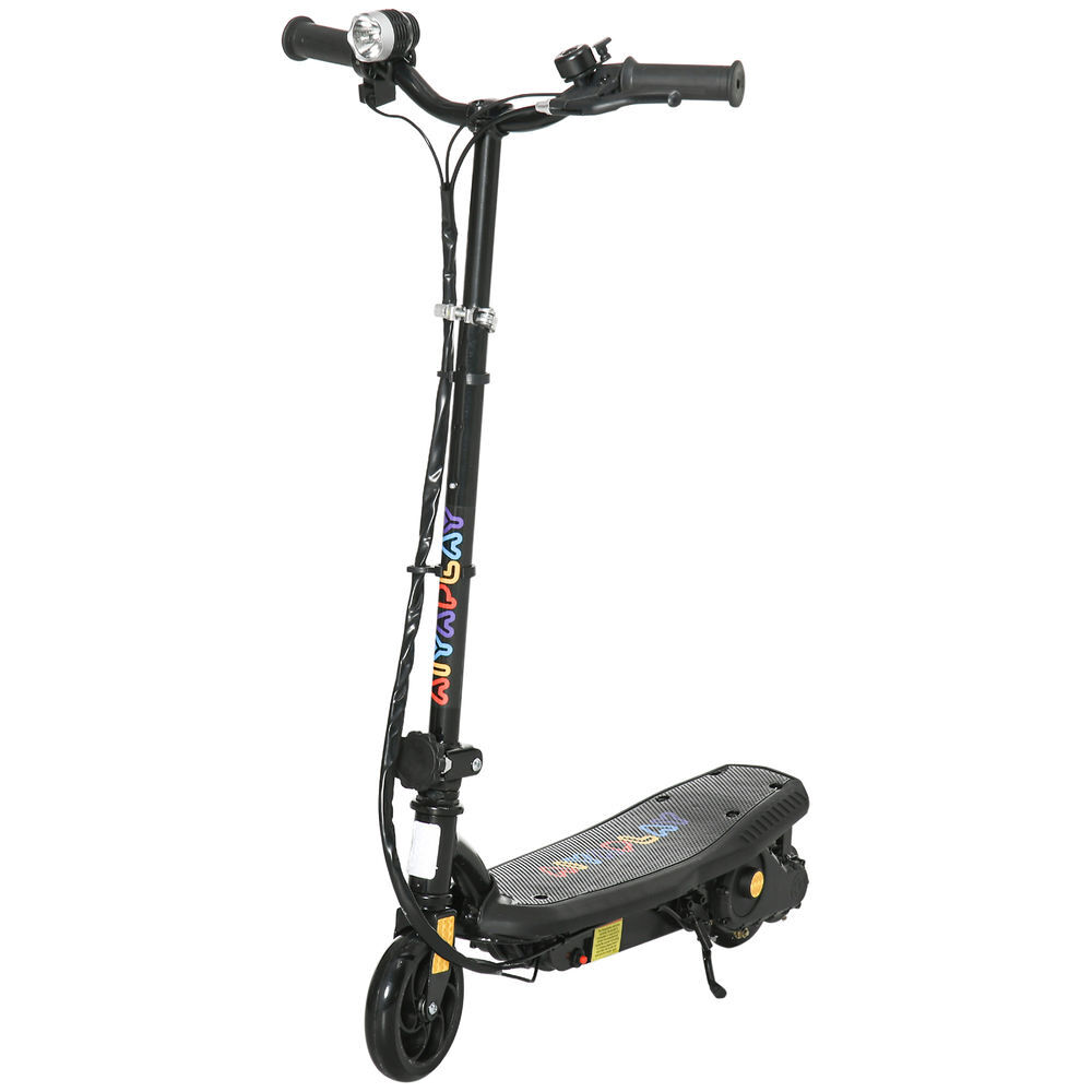 Homcom trotinete électrique para enfants de 7-14 anos dobrável trotinete électrique velocidade máx. 12 km/h motor 120 w autonomia máxima 10 km com guiador ajustável em altura farol led e travão 75x48x93-105 cm noir