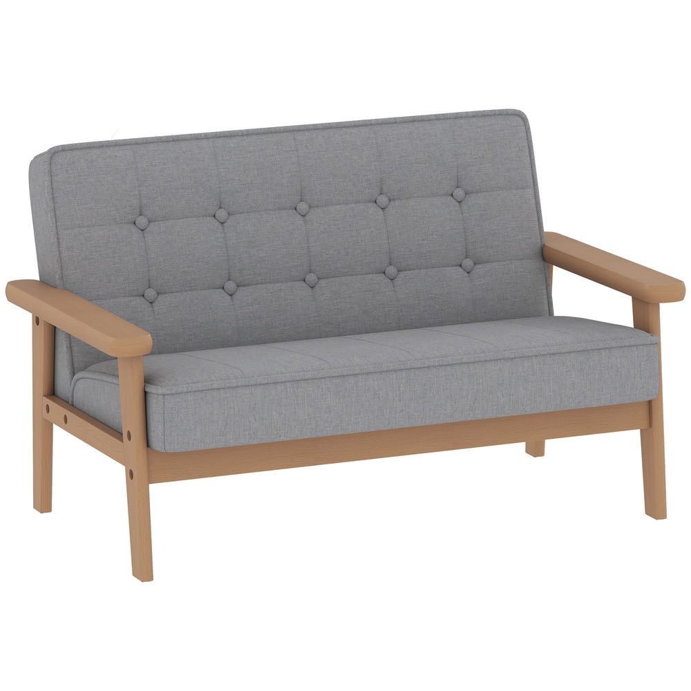 Aiyaplay sofá para enfants de 2 lugares poltrona infantil de pelúcia macia com estrutura de madeira assento e encosto acolchoados apoio de braços para enfants a partir de 3 anos 77x42x48 cm gris