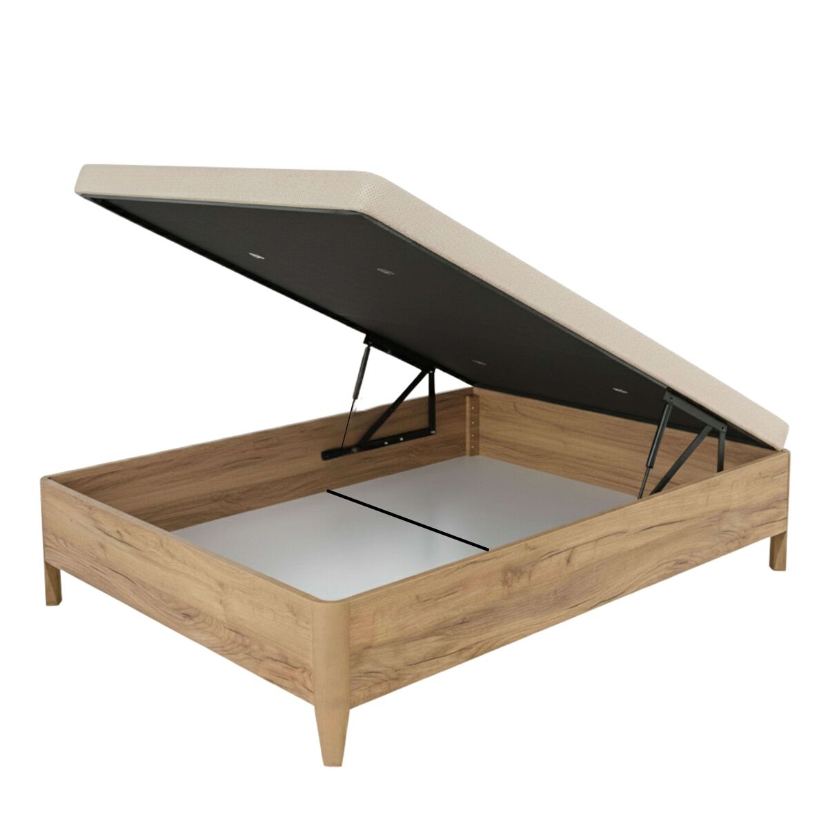 Canapé 150x190 cm cope amazonas tampa anti-curvatura reforçada em madeira de carvalho abertura manual interior à gaz 18,5 cm pés em faia 11 cm