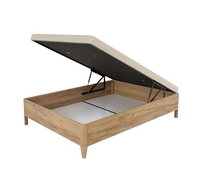 Canapé 150x190 cm cope amazonas tampa anti-curvatura reforçada em madeira de carvalho abertura manual interior à gaz 18,5 cm pés em faia 11 cm